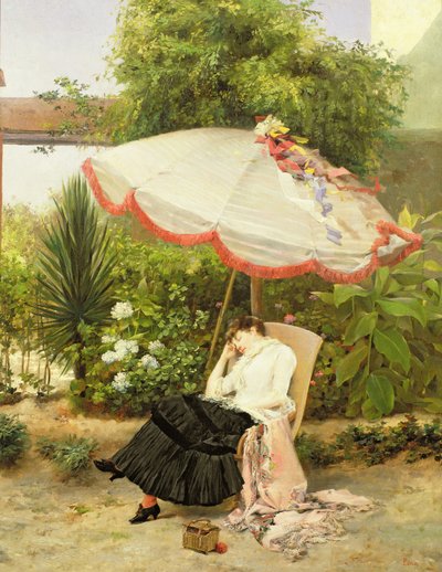 Meisje onder een parasol door Pedro Lira